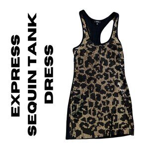 Express Cheetah Sequin Tank Dress